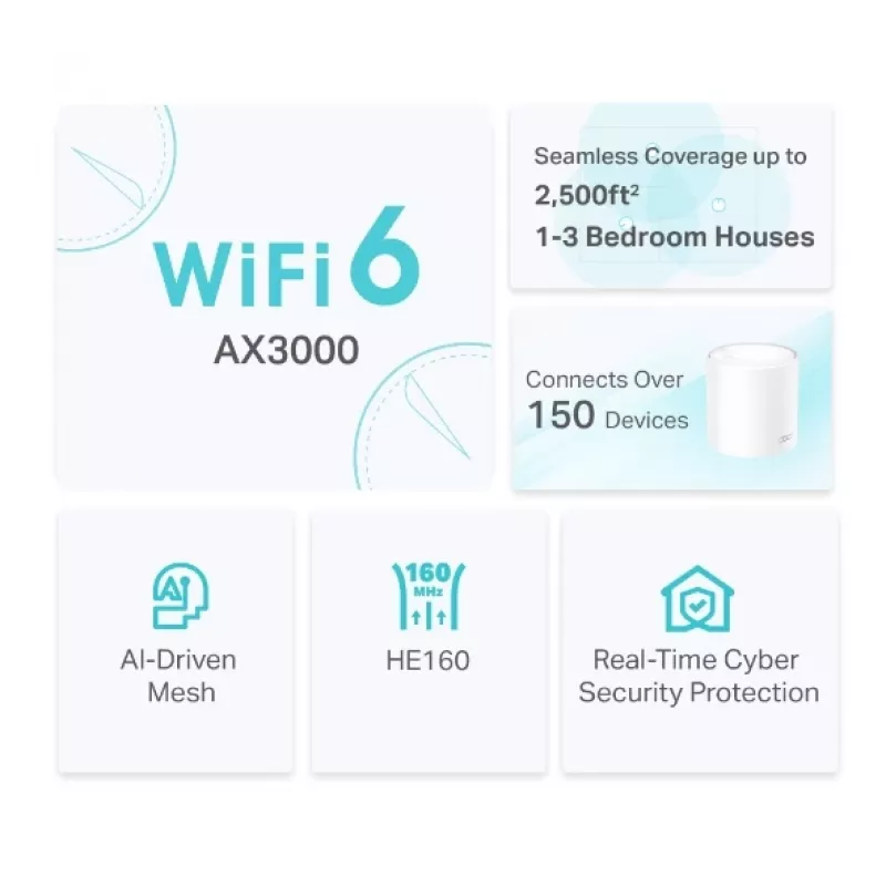 „Mesh“ WiFi įrenginys TP-Link AX3000 Dual Band Wi-Fi 6