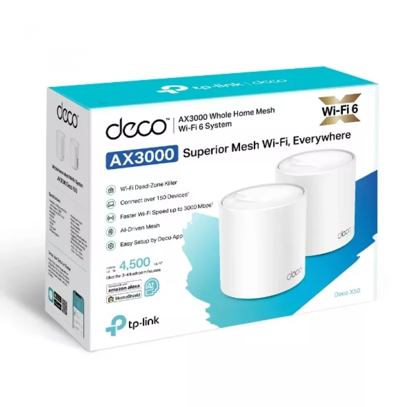 TP-Link Deco X50 AX3000 viso namo „Mesh“ WiFi 6 sistema (2,4 GHz / 5 GHz)