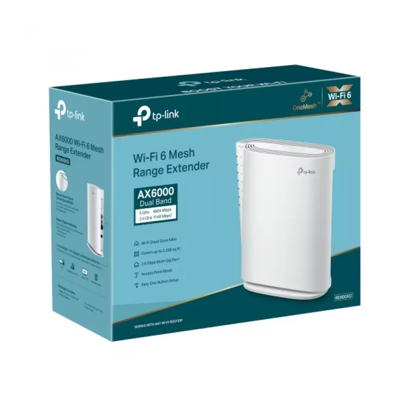 TP-Link RE900XD tinklo stiprintuvas, belaidis siųstuvas, baltas, 10/100/1000/2500 Mbit/s