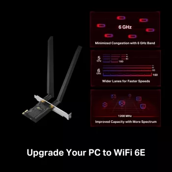 TP-Link Archer TXE72E belaidis PCIe adapteris Wi-Fi 6E triju juostu 2402 Mbit/s Bluetooth 5.2