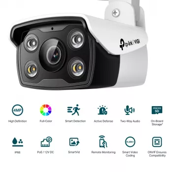 TP-Link VIGI 4MP lauko visos spalvos kulkos formos IP kamera
