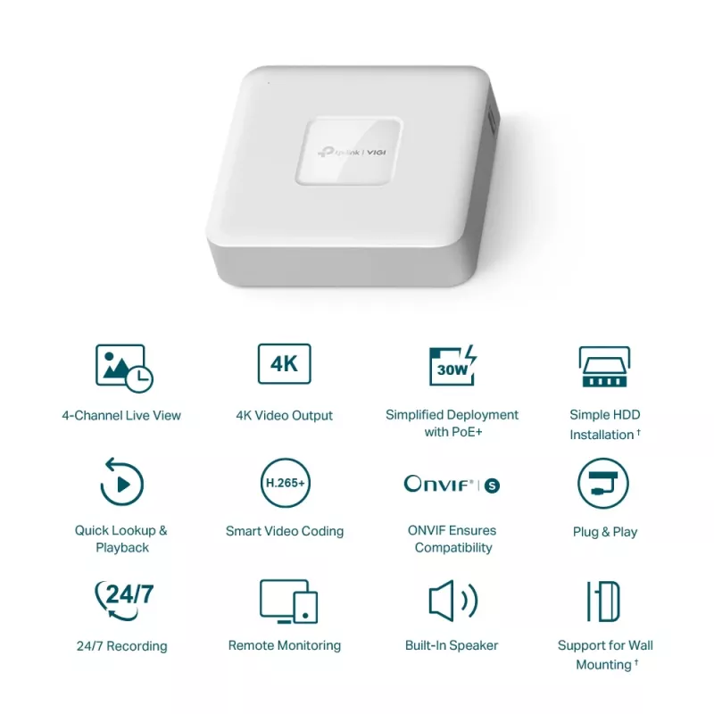 TP-Link VIGI 4 kanalų PoE+ tinklinis vaizdo registratorius NVR1004H-4P