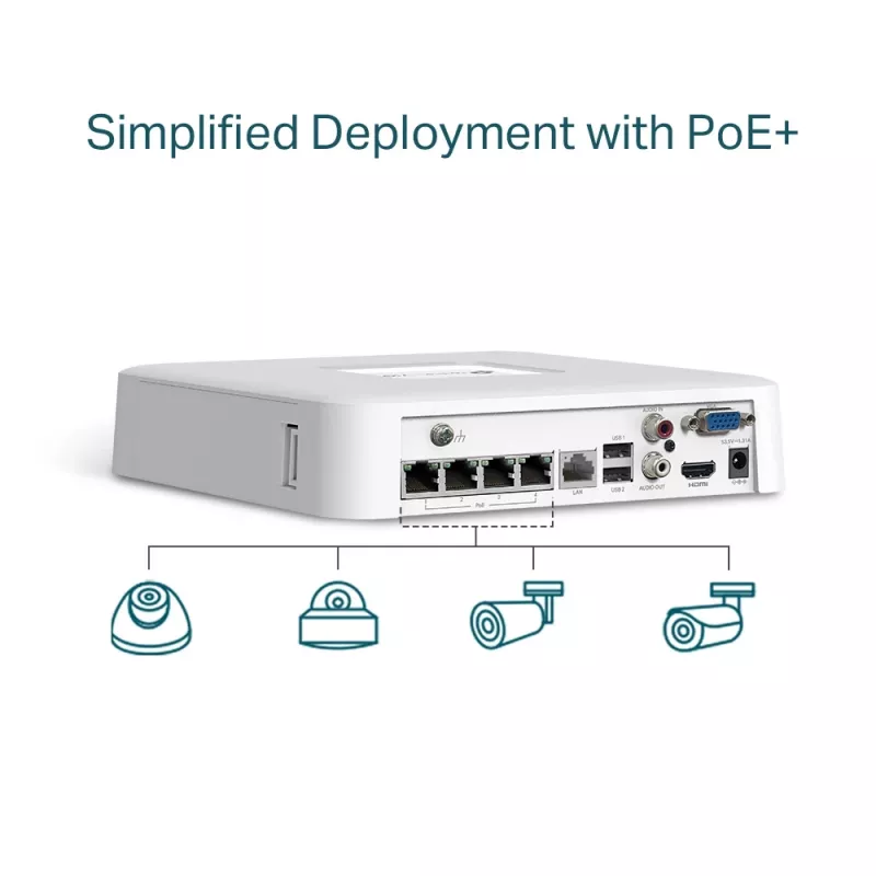 TP-Link VIGI 4 kanalų PoE+ tinklinis vaizdo registratorius NVR1004H-4P