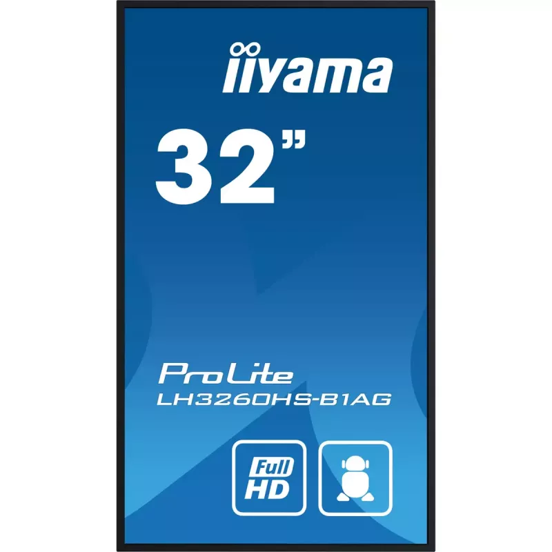iiyama LH3260HS-B1AG Skaitmeninės reklamos ekranas 80 cm (31,5 col.) LED Wi-Fi 500 cd/m² Full HD Juodas su įmontuotu procesoriumi Android 11 24/7