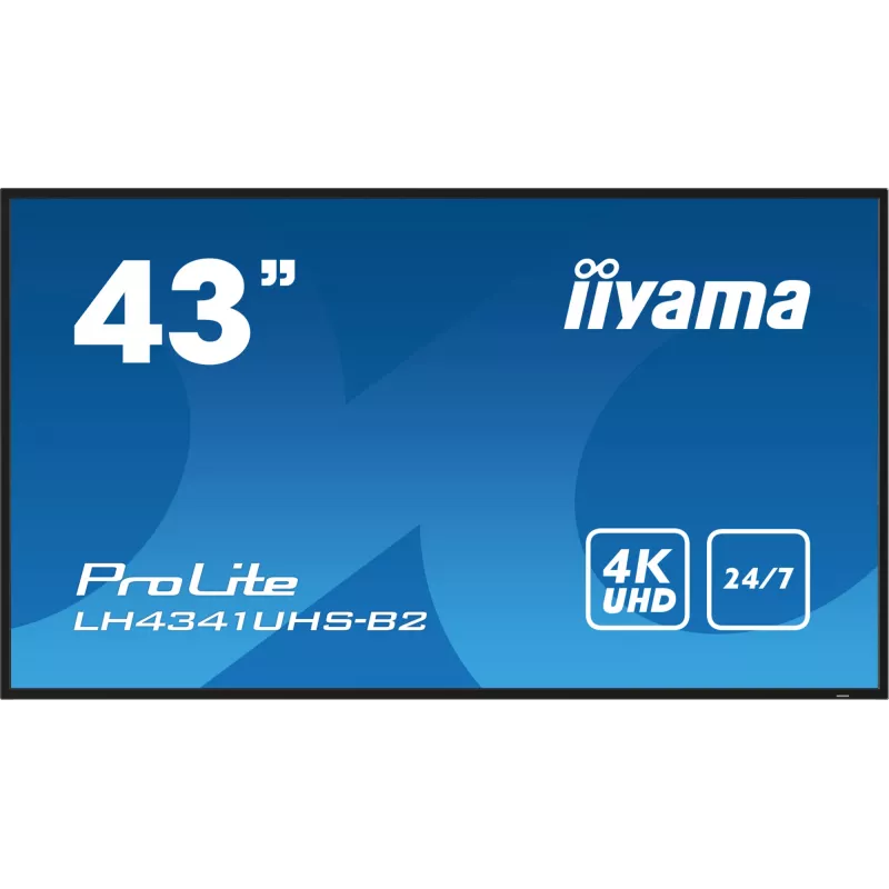 iiyama LH4341UHS-B2 Skaitmeninės signalizacijos ekranas 108 cm (42,5 colio) LCD 500 cd/m² 4K Ultra HD su integruotu procesoriumi Android 8.0 24/7