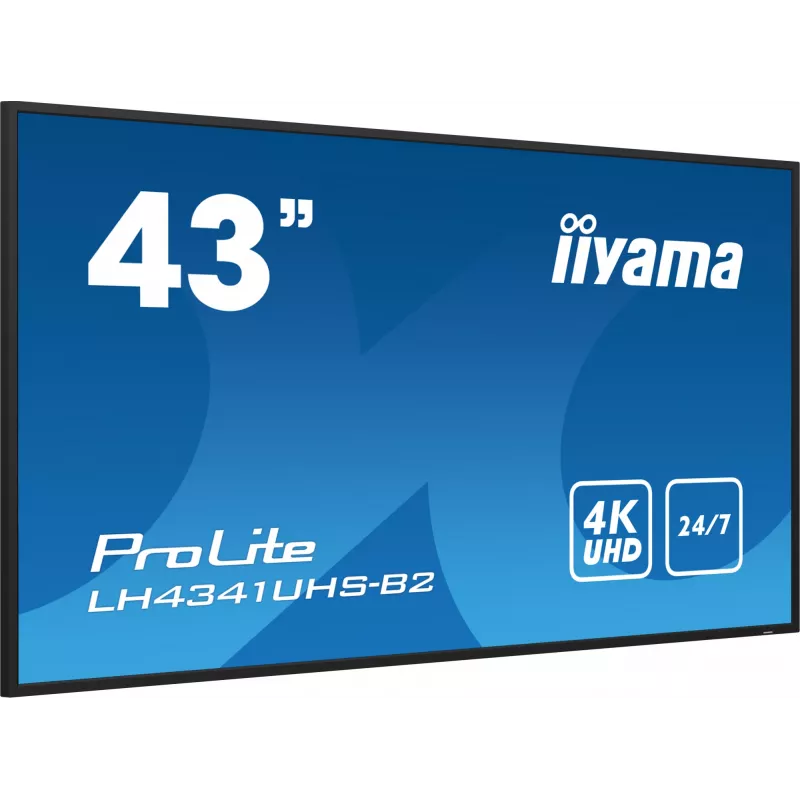 iiyama LH4341UHS-B2 Skaitmeninės signalizacijos ekranas 108 cm (42,5 colio) LCD 500 cd/m² 4K Ultra HD su integruotu procesoriumi Android 8.0 24/7