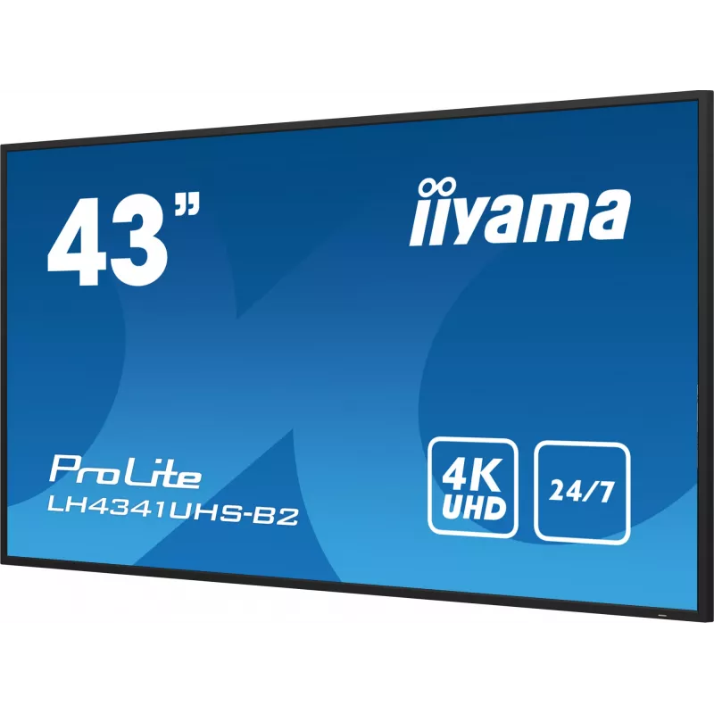iiyama LH4341UHS-B2 Skaitmeninės signalizacijos ekranas 108 cm (42,5 colio) LCD 500 cd/m² 4K Ultra HD su integruotu procesoriumi Android 8.0 24/7