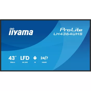 Skaitmeninės reklamos plokščiasis ekranas iiyama LH4364UHS-B1AG 43 colių LED 4K Ultra HD