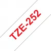 Laminuota juosta Brother TZe252 24mm raudona ant baltos