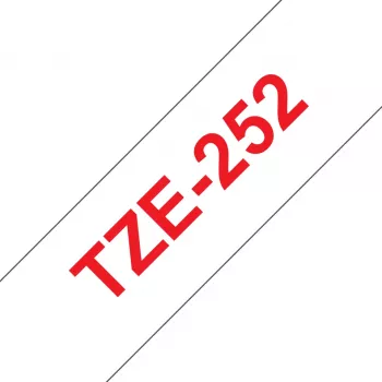 Laminuota juosta Brother TZe252 24mm raudona ant baltos