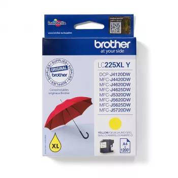 Brother LC225XLY geltona rašalo kasetė, 1 vnt., originali, didelės talpos (XL)