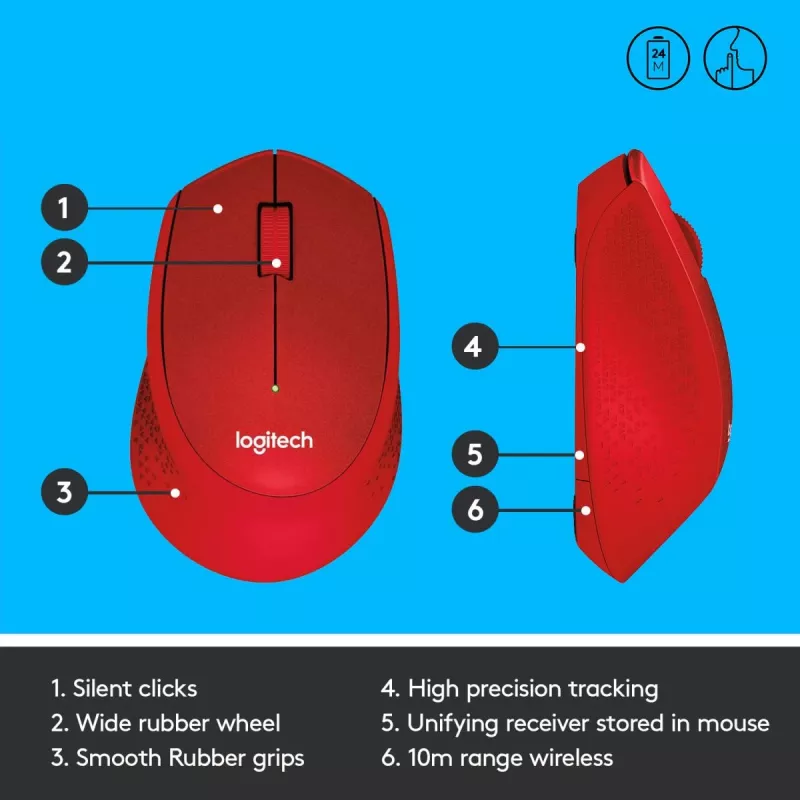 LOGITECH M330 Silent Plus raudona