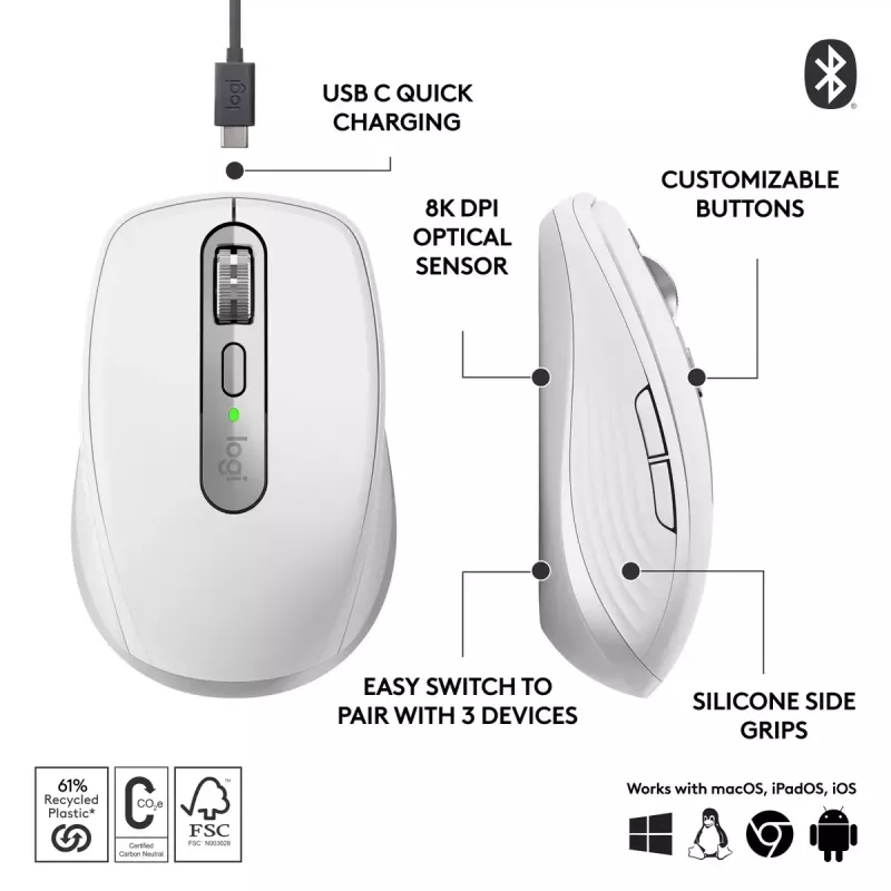 Pelė Logitech MX Anywhere 3S RF Wireless + Bluetooth