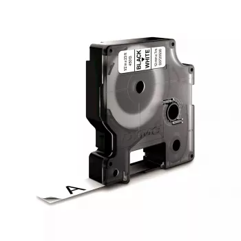 DYMO D1 etiketės juosta, juodas tekstas ant balto fono, 12 mm x 7 m