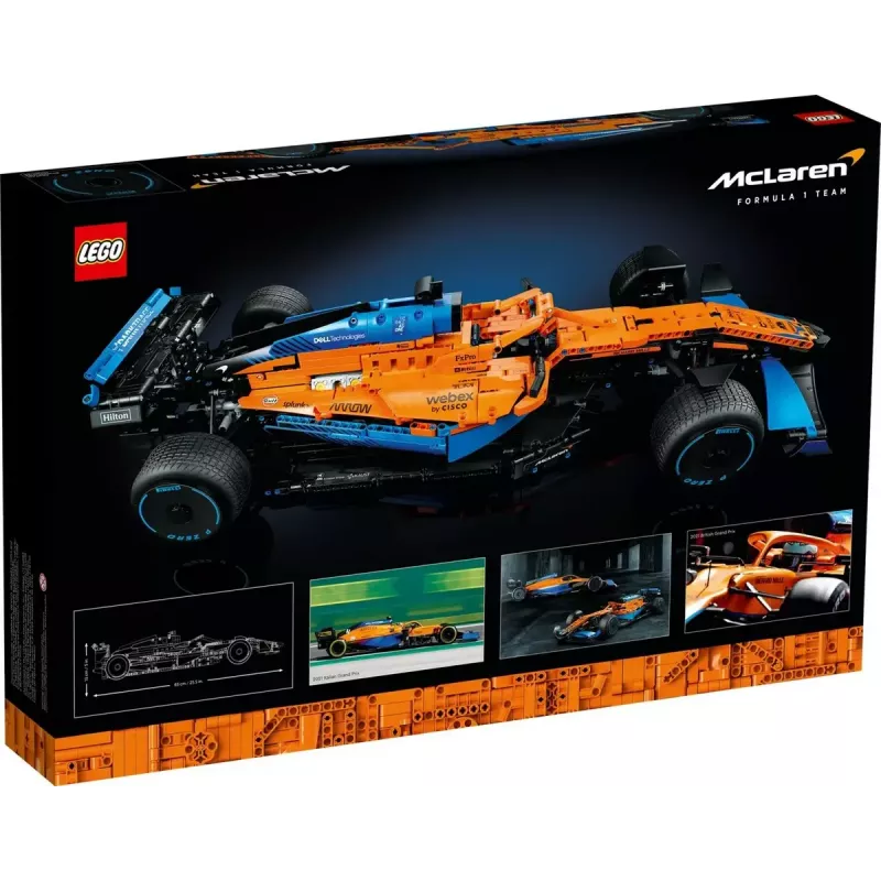 LEGO Technic lenktyninis automobilis McLaren Formula 1 42141 1:10 mastelio modelis