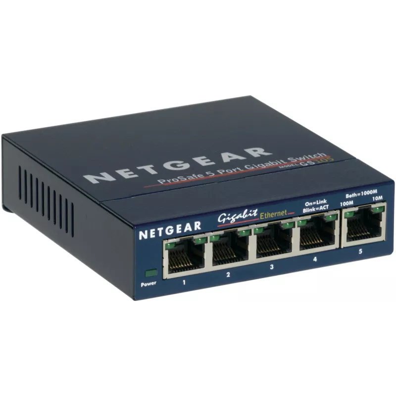 NETGEAR GS105 nevaldomas Gigabit Ethernet (10/100/1000) komutatorius, mėlynas