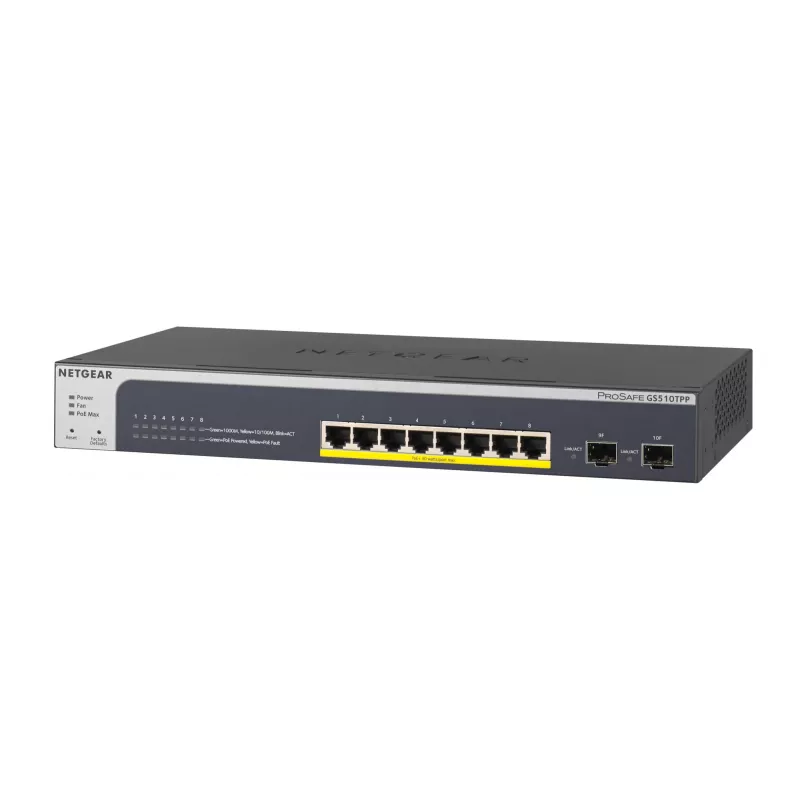NETGEAR GS510TPP valdomas L2/L3/L4 Gigabit Ethernet (10/100/1000) PoE jungiklis, juodas