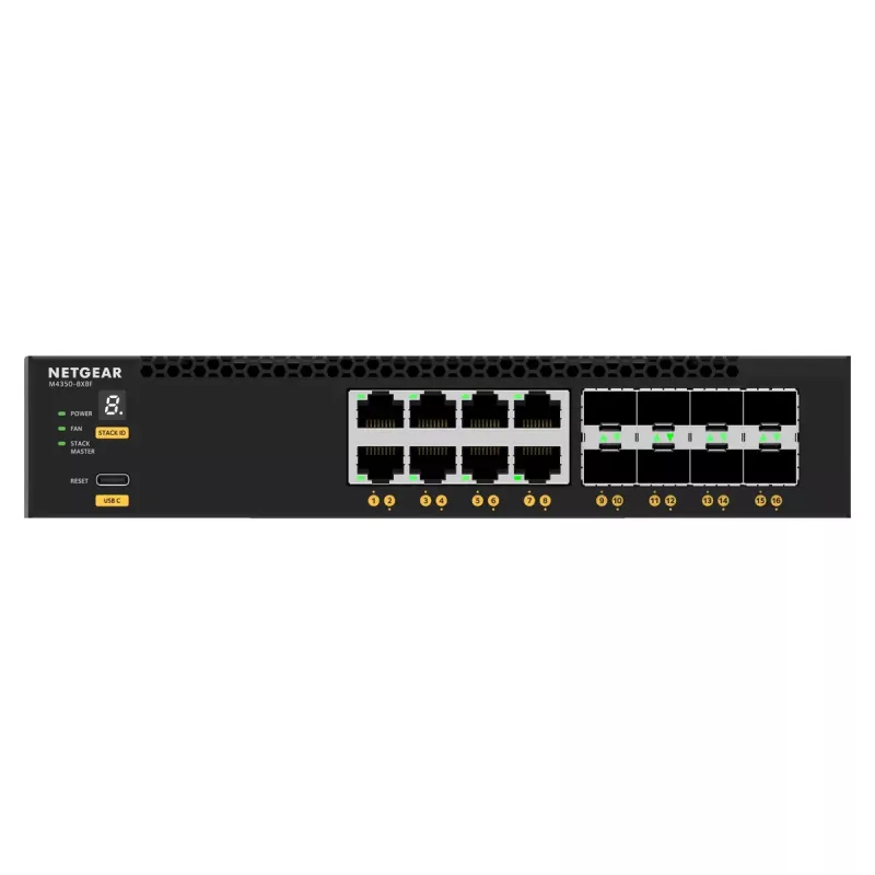 NETGEAR M4350-8X8F valdomas L3 10G Ethernet (100/1000/10000) 1U juodas