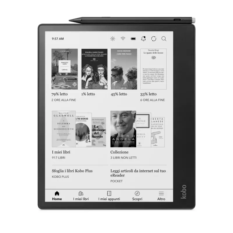 E-knygų skaitytuvas Kobo Elipsa 2E — 10,3 colio E Ink Carta, 32 GB, Wi‑Fi, rašiklis, USB‑C, juodas