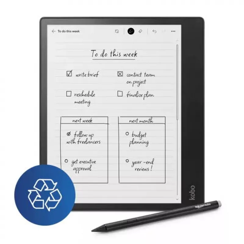 E-knygų skaitytuvas Kobo Elipsa 2E — 10,3 colio E Ink Carta, 32 GB, Wi‑Fi, rašiklis, USB‑C, juodas