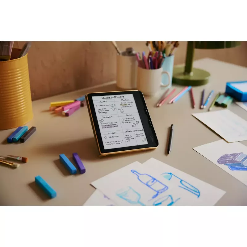 E. knygų skaitytuvė Kobo Libra Colour 7 colių E Ink Kaleido, 32 GB, 1264×1680, Wi‑Fi, Bluetooth, atspari vandeniui, USB‑C