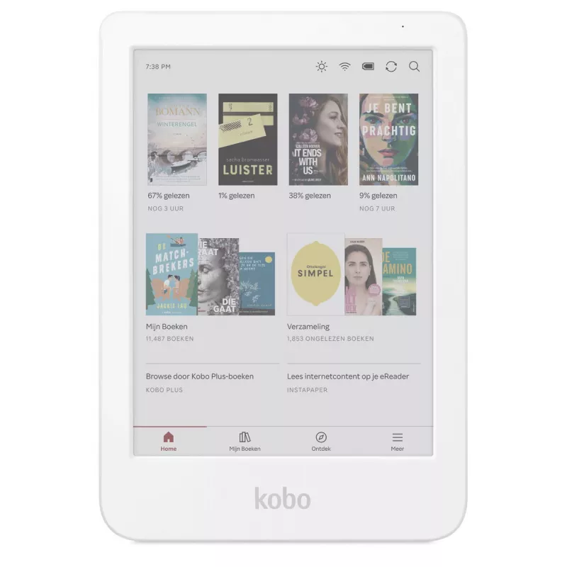 E. knygų skaitytuvas Kobo Clara Colour N367 — 6 colių E Ink Kaleido jutiklinis ekranas, 16 GB, Wi‑Fi, Bluetooth, baltas