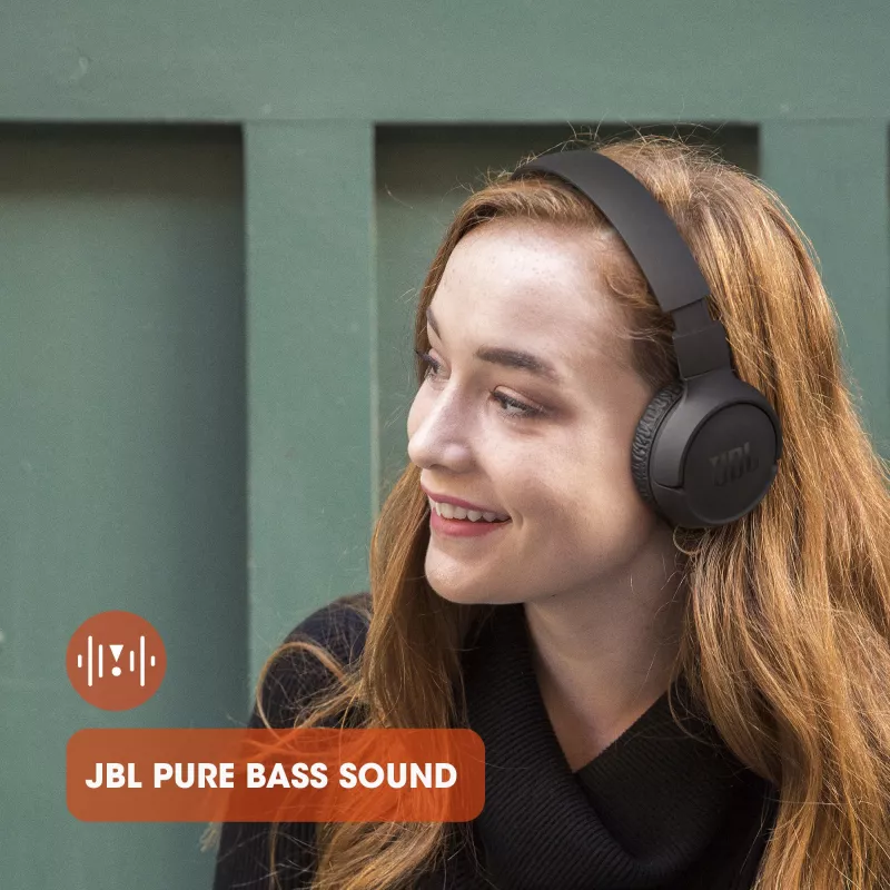 JBL Tune 510 WHITE belaidės ausinės, 20–20000 Hz, 40 h baterija, USB-C, baltos