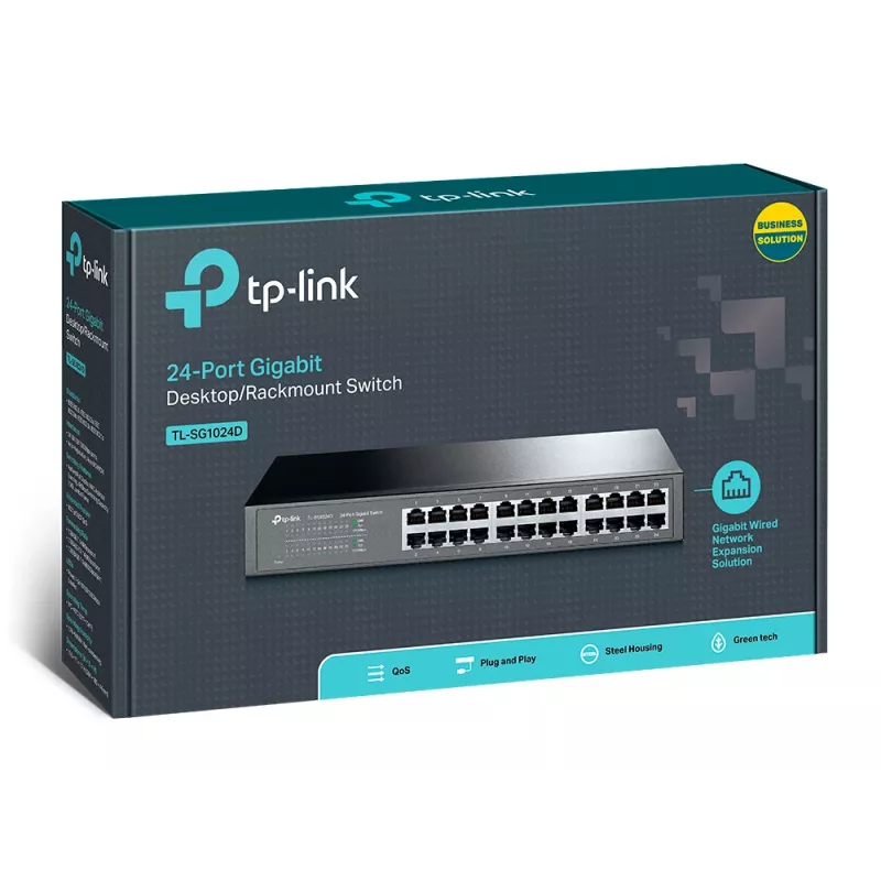 TP-Link TL-SG1024D 24 prievadų Gigabit tinklo jungiklis, nemodifikuojamas, darbalaukio / stovo montavimas