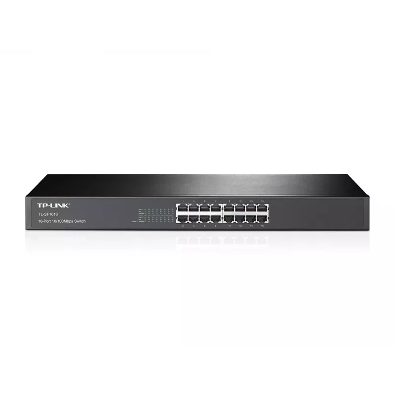 TP-Link TL-SF1016 16 prievadų 10/100Mbps tinklo jungiklis, nevaldomas, Fast Ethernet, montuojamas į stelažą, 1U