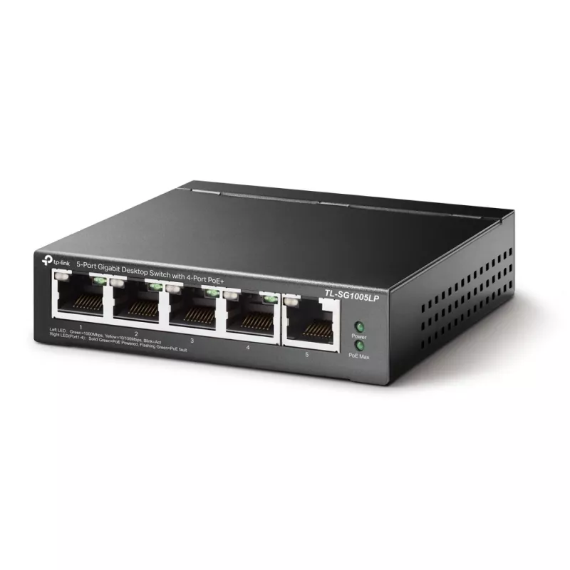 TP-Link TL-SG1005LP tinklo jungiklis, nevaldomas, Gigabit Ethernet (10/100/1000), Power over Ethernet (PoE), juodas