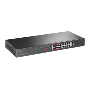 TP-Link TL-SL1218P 16 prievadų 10/100 Mbps + 2 prievadų Gigabit montuojamas į stelažą PoE komutatorius su 16 PoE+ prievadų