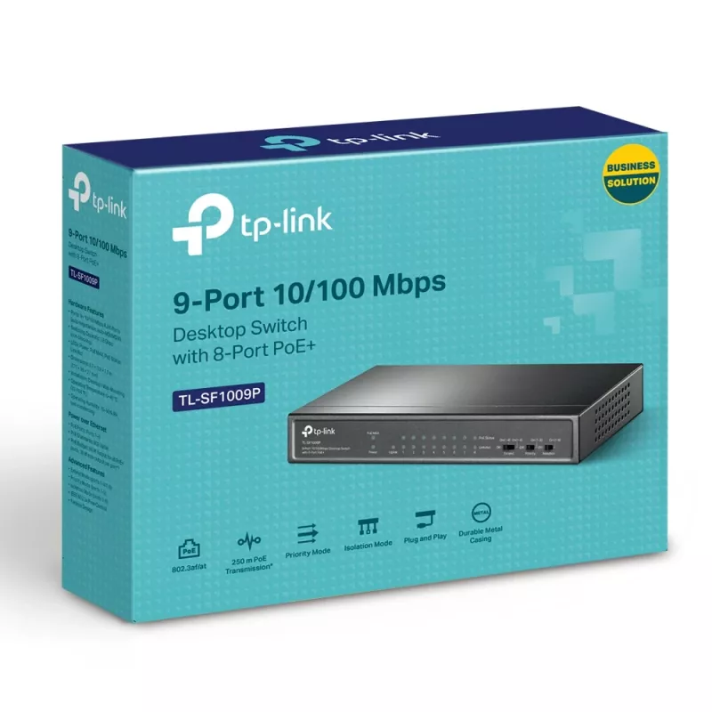 TP-Link TL-SF1009P 9 prievadų 10/100Mbps darbalaukio jungiklis su 8 PoE+ prievadais