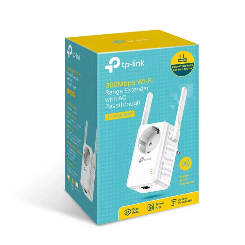 TP-Link TL-WA860RE belaidžio ryšio stiprintuvas 300 Mbit/s Ethernet LAN Wi-Fi Baltas 1 vnt.