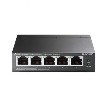 TP-Link 5 prievadų 10/100Mbps stalinis PoE komutatorius su 4 PoE prievadais, nevaldomas, Fast Ethernet, pilnas dupleksas