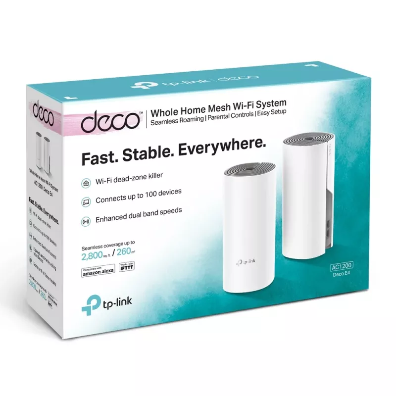 TP-Link Deco E4 (2 vnt.) AC1200 visas namas belaidis tinklo rinkinys
