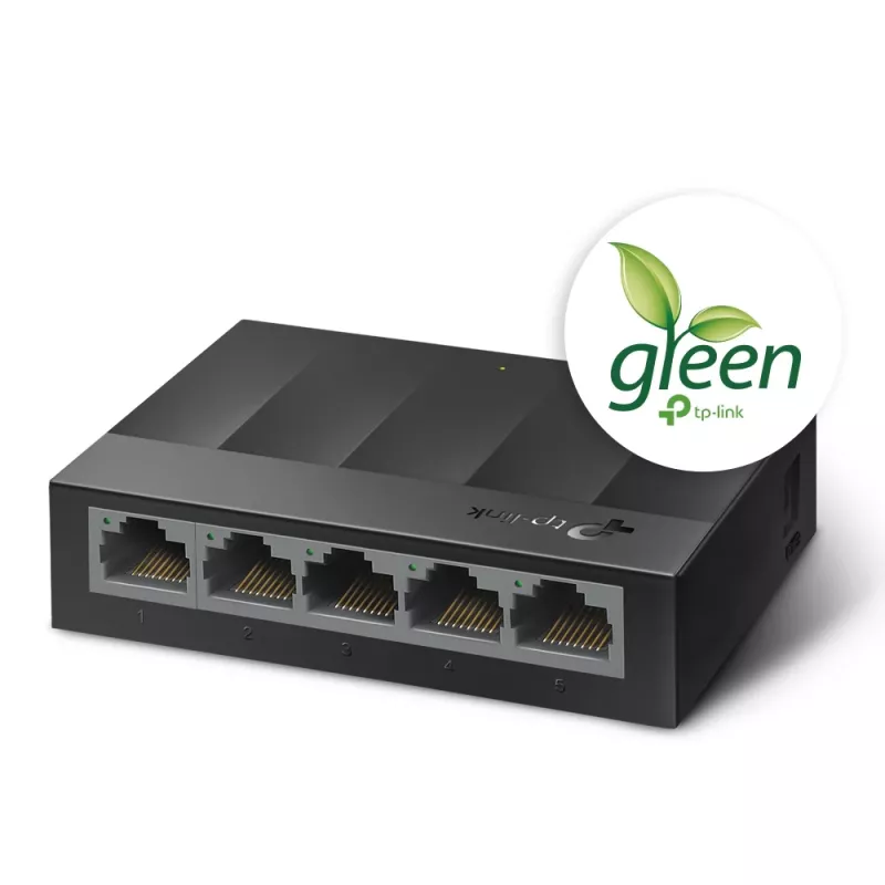 TP-Link LS1005G 5 prievadų 10/100/1000Mbps stalinis tinklo jungiklis, nevaldomas, Gigabit Ethernet, montuojamas ant sienos