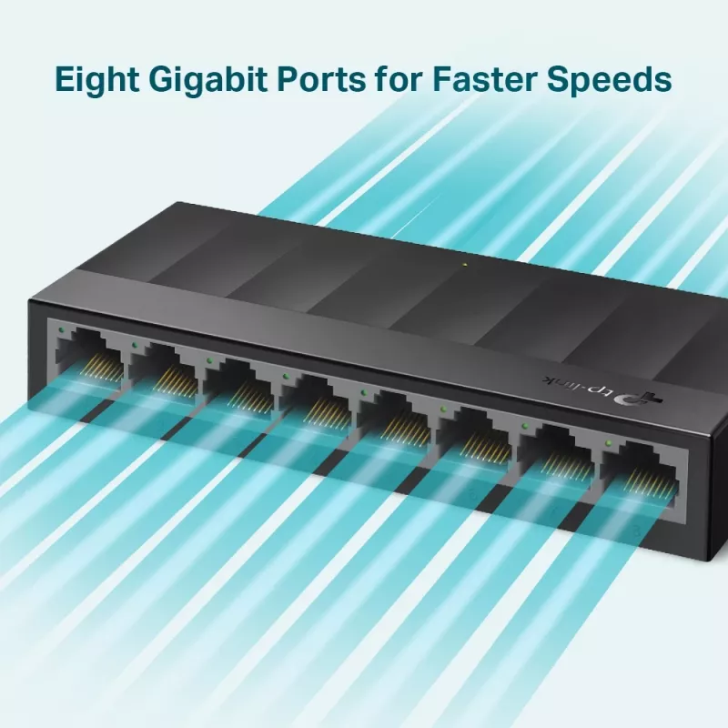 TP-Link LS1008G 8 prievadų 10/100/1000Mbps darbalaukio tinklo jungiklis, nevaldomas, Gigabit Ethernet, montuojamas ant sienos