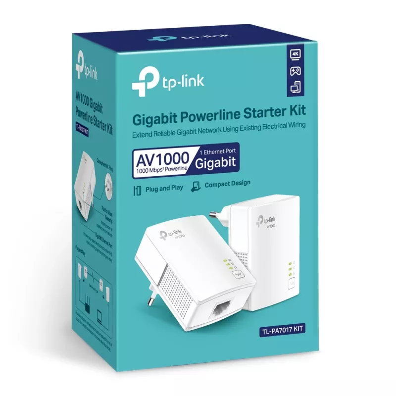 TP-Link TL-PA7017 KIT PowerLine tinklo adapteris 1000 Mbit/s Ethernet LAN Baltas 2 vnt.
