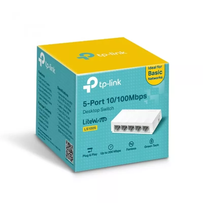 Tinklo jungiklis TP-Link LS1005 nevaldomas Fast Ethernet baltas