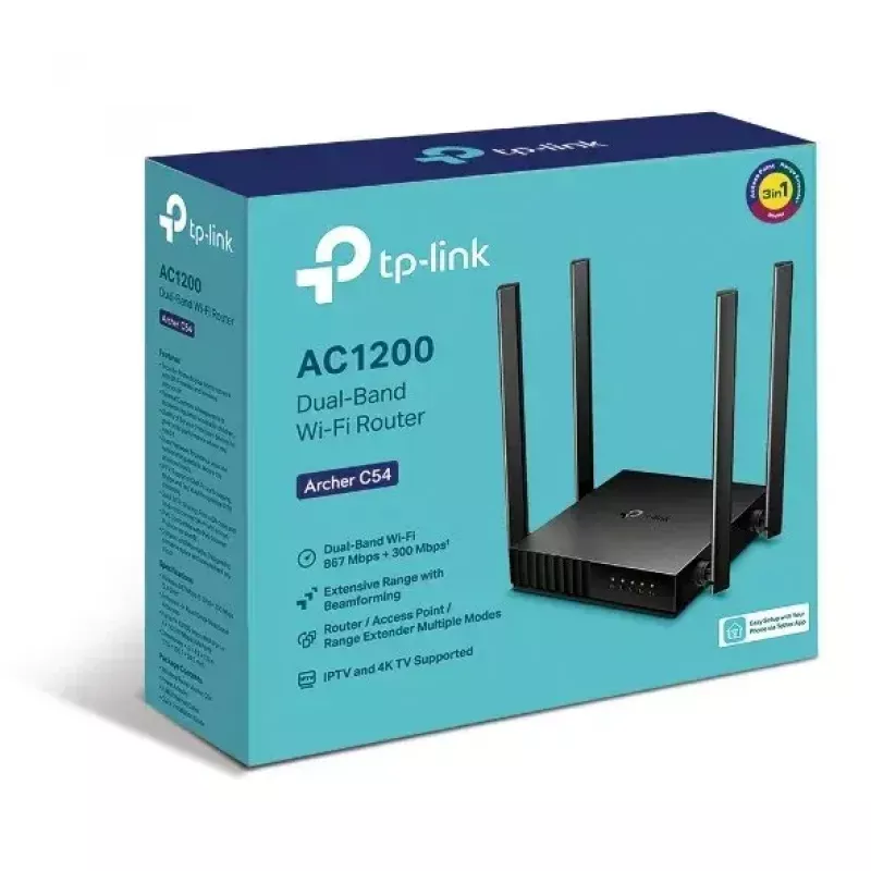 TP-Link Archer C54 belaidis maršrutizatorius Fast Ethernet Dual-band (2,4 GHz / 5 GHz) Juodas