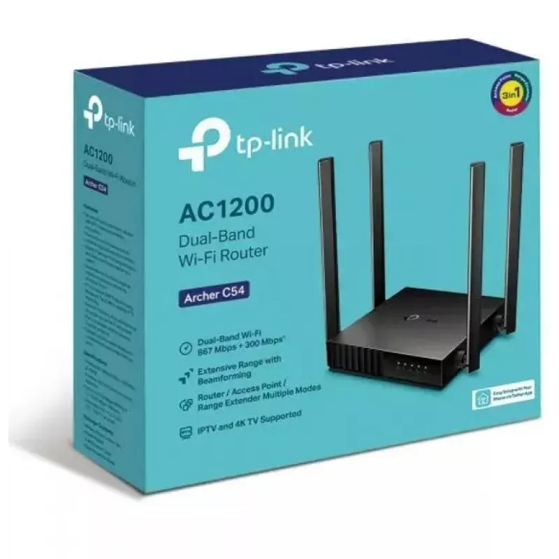 TP-Link Archer C54 belaidis maršrutizatorius Fast Ethernet Dual-band (2,4 GHz / 5 GHz) Juodas
