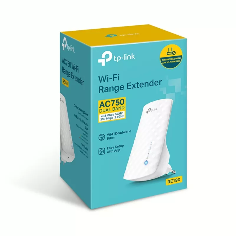 TP-Link RE190 belaidžio tinklo stiprintuvas, AC750, dviejų juostų, baltas