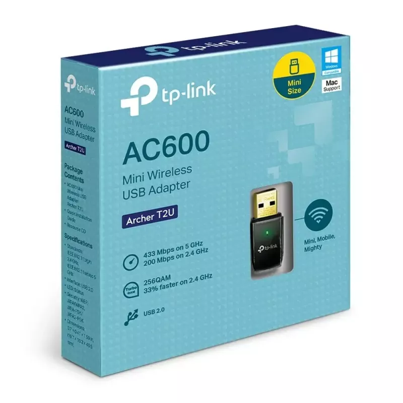 TP-LINK Archer T2U belaidis USB adapteris 600 Mbit/s
