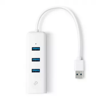 TP-Link UE330 USB 3.0 centrinis įrenginys su Gigabit Ethernet prievadu, baltas