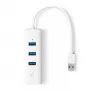 TP-Link UE330 USB 3.0 centrinis įrenginys su Gigabit Ethernet prievadu, baltas