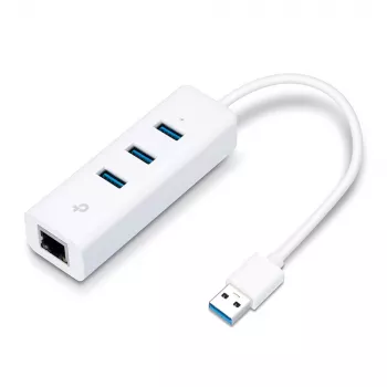TP-Link UE330 USB 3.0 centrinis įrenginys su Gigabit Ethernet prievadu, baltas