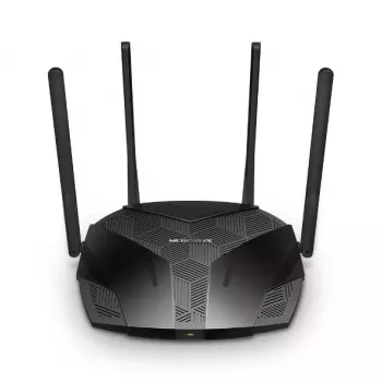 Stalinis maršrutizatorius MERCUSYS MR80X — Dviejų juostų Wi‑Fi 6 (802.11ax), 3000 Mbps, 4 išorinės antenos, 3 Gigabit LAN prievadai