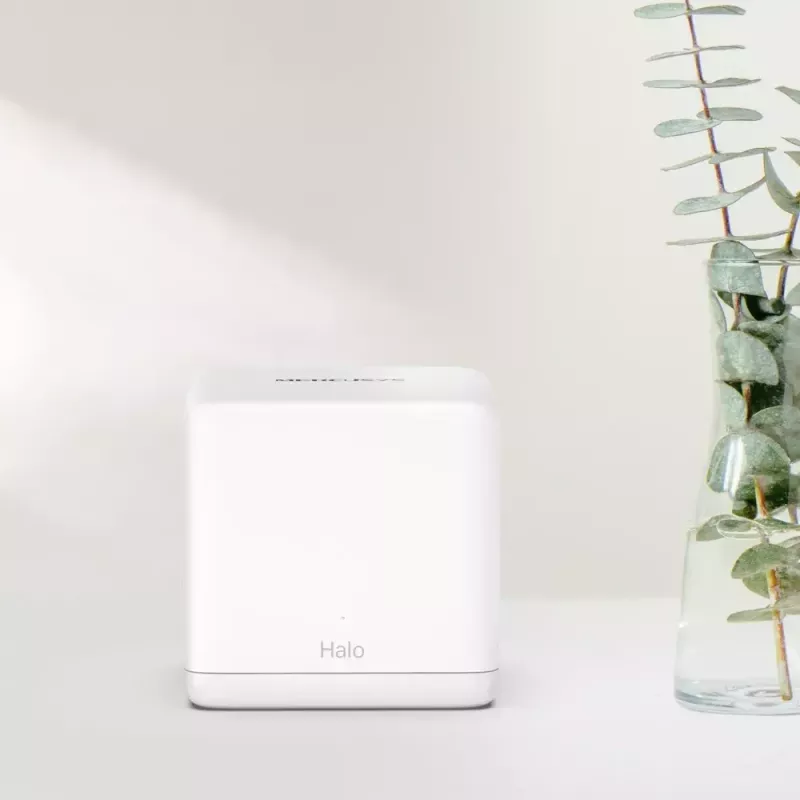 „MERCUSYS Halo H60X“ (3 vnt.) – belaidžio tinklo tinklelio sistema, dviejų juostų „Wi‑Fi 6“, iki 1500 Mbps, aprėptis 550 m², 2× LAN prievadai