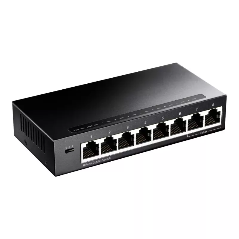 Cudy GS108 tinklo jungiklis — 8 prievadų Gigabit Ethernet (10/100/1000), juodas, 16 Gbit/s perjungimo talpa