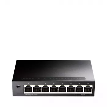 Cudy GS108 tinklo jungiklis — 8 prievadų Gigabit Ethernet (10/100/1000), juodas, 16 Gbit/s perjungimo talpa